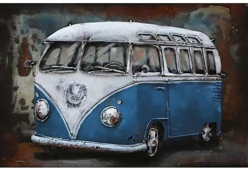 Tablou metal 3D Blue Bus 60 x 40