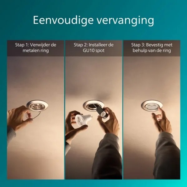 Philips - Set de 3 corpuri de tavan încastrate PERIDOT 1xGU10/7W/230V argintiu