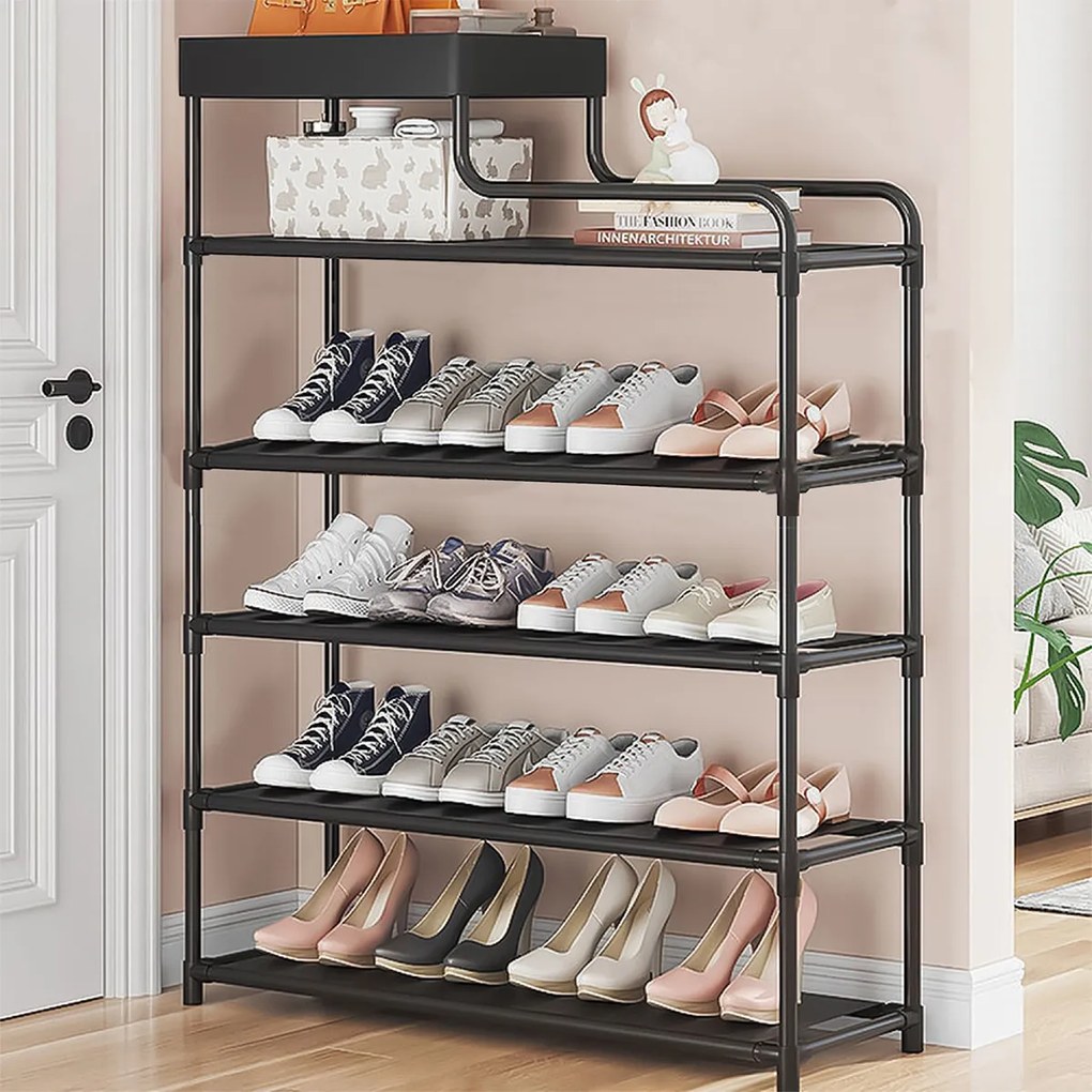 Pantofar, Naimeed D5548, raft incaltaminte, polita multifunctionala, 100 x 22 x 60 cm, negru
