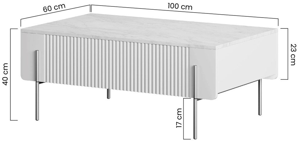 Măsuță de cafea cu sertare Malmi 100 cm - cașmir / picioare negre