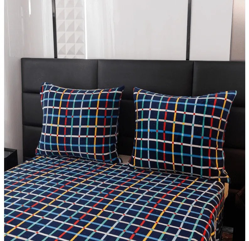 Lenjerie de pat microfleece GRID albastru inchis Dimensiunile lenjeriei: 70 x 90 cm | 140 x 200 cm