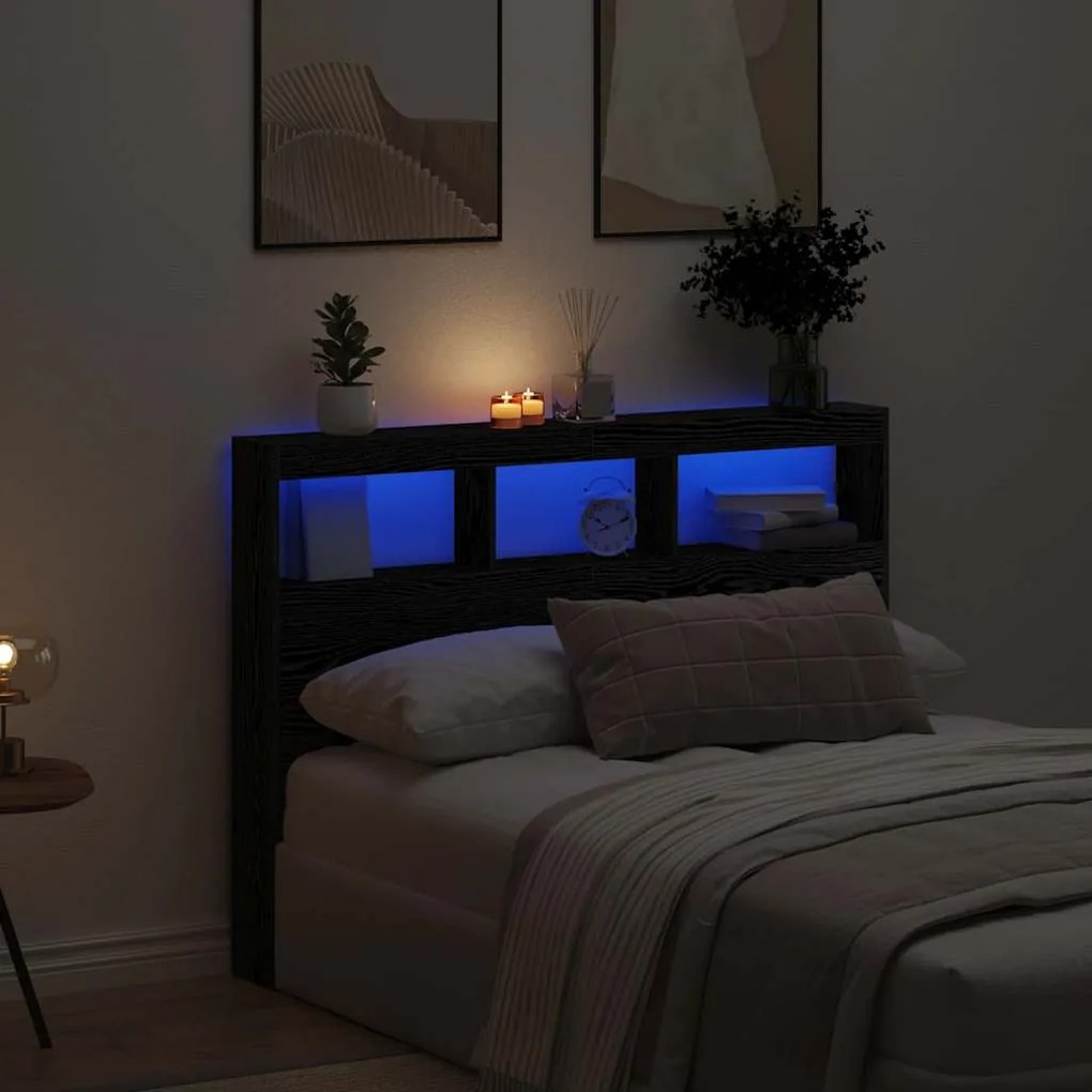 vidaXL Dulap pentru tăblie cu LED Stejar negru 140x17x102 cm
