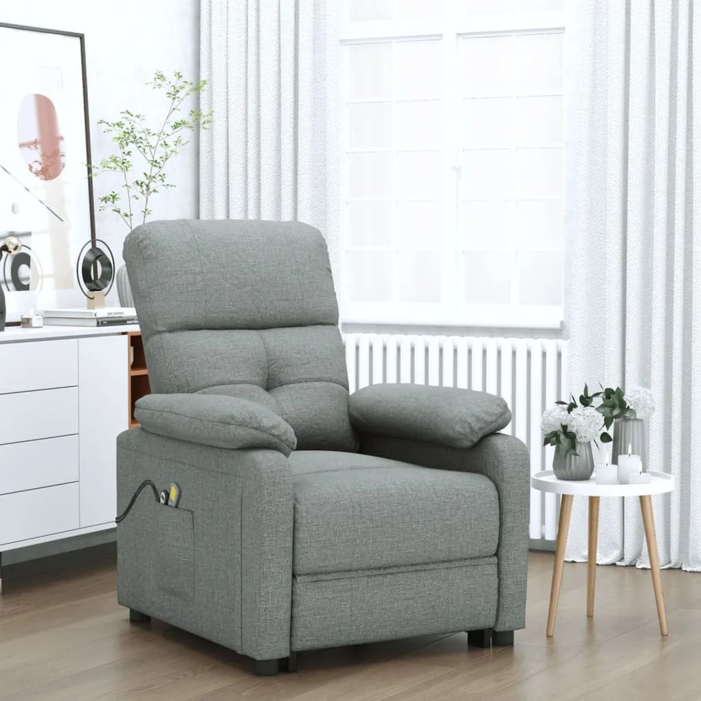 3073813 vidaXL Fotoliu de masaj electric rabatabil, gri închis, textil