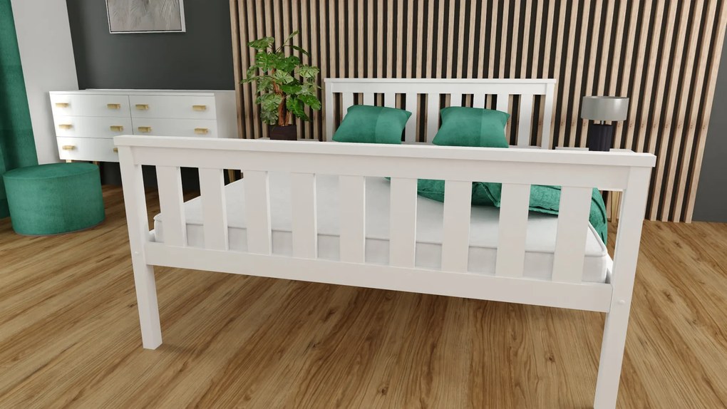 Pat KALEA 90 x 200 cm, alba Saltele: Cu saltele Coco Maxi 20 cm, Somiera pat: Cu lamele drepte