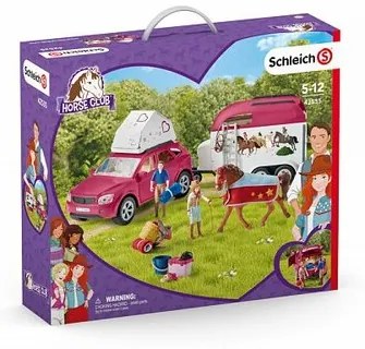 Mașină de aventură cu remorcă și cal Schleich 42535