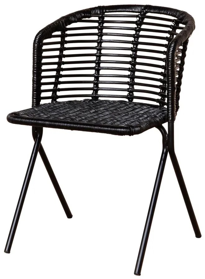 Scaun dining, negru, din rattan, Panama