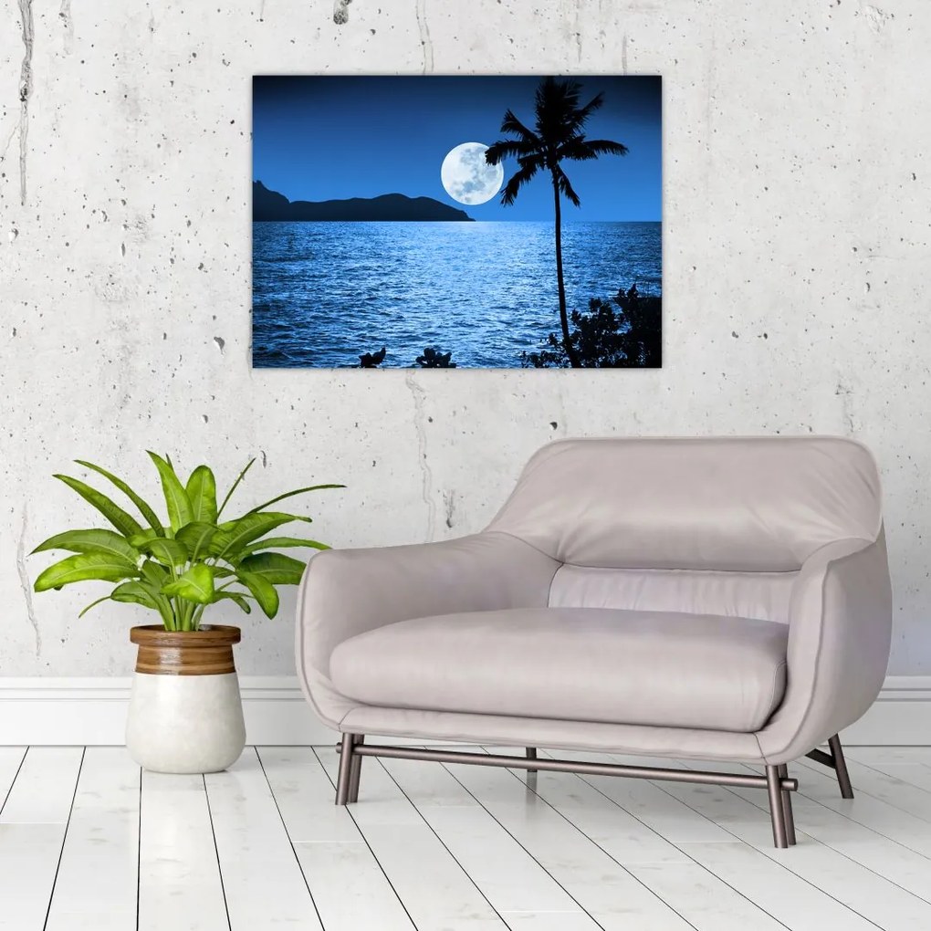 Tablou pe sticlă - Luna deasupra nivelului mării (70x50 cm)