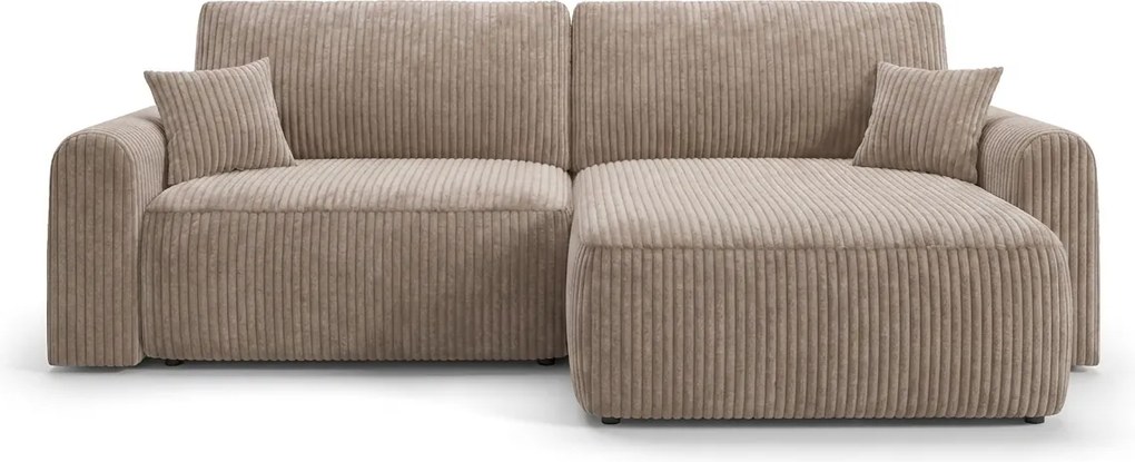 Canapea extensibila modulara in forma de L NORDEN TILIA 250x140 cm, maro deschis