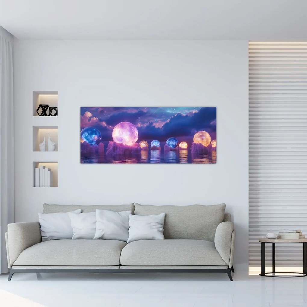 Tablou - Planete pe apă (120x50 cm)