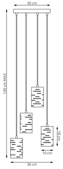 Lustră pe cablu TANK 4xE27/15W/230V negru