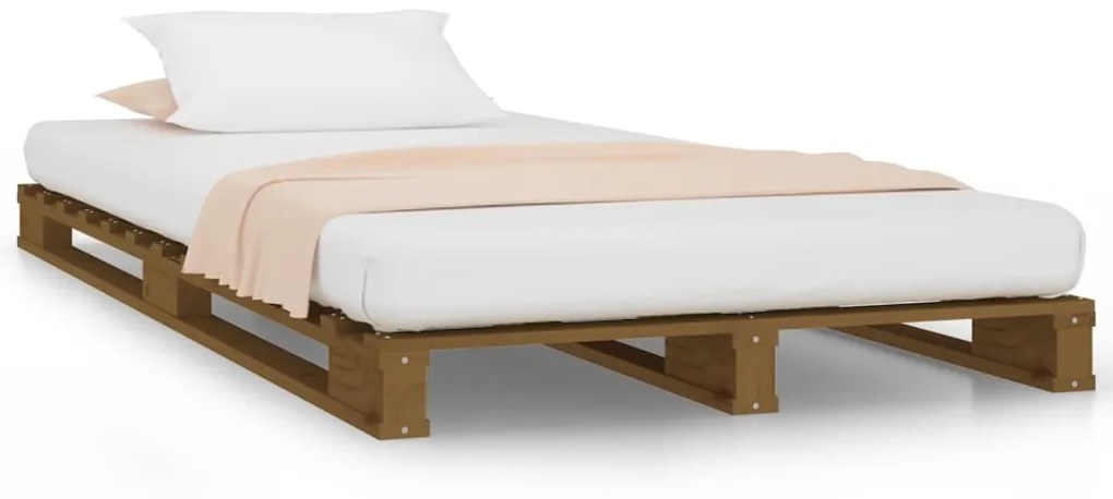 821425 vidaXL Pat din paleți Single 3FT maro miere 90x190 cm lemn masiv pin