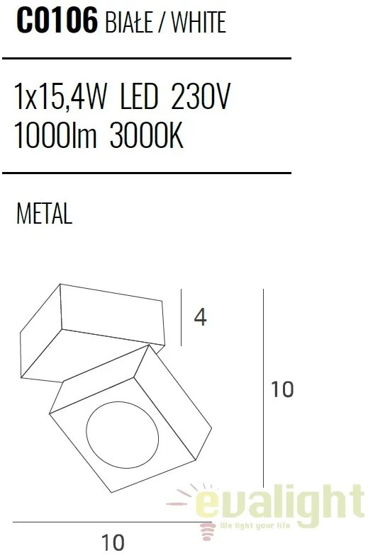 Aplica perete sau tavan cu spot LED directionabil ARTU alb C0106 MX