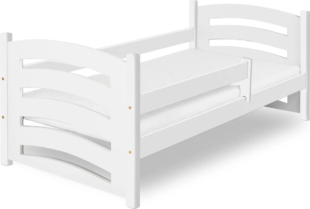 Pat pentru copii MELA 80 x 160 cm, alb Saltele: Matrace EASYSOFT 10 cm, Somiera pat: Cu lamele curbate