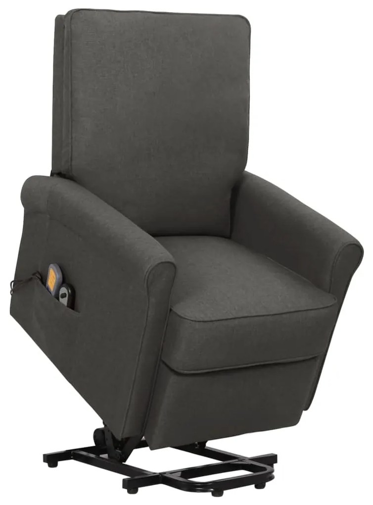 329730 vidaXL Fotoliu de masaj cu ridicare, gri închis, textil