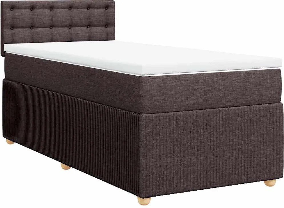 vidaXL Pat box spring cu saltea, maro închis, 80x200 cm, textil