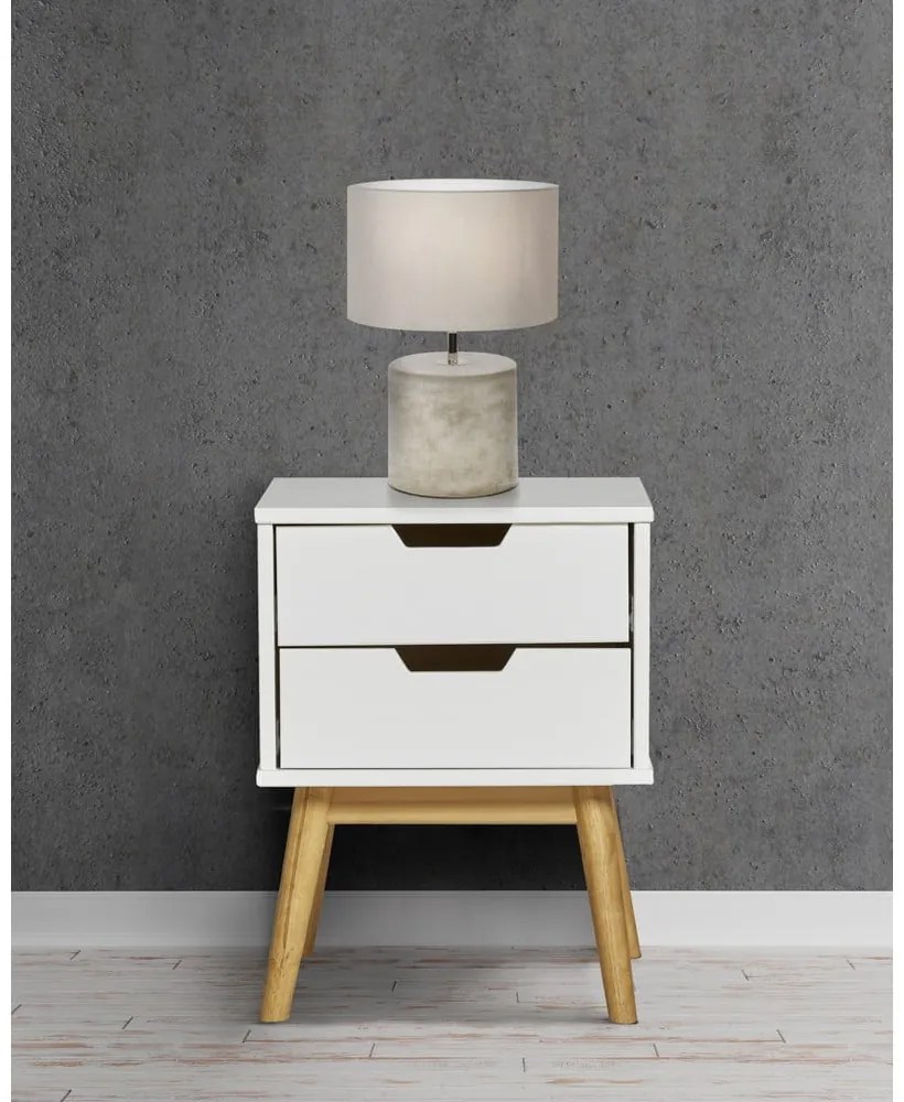 Noptieră din lemn masiv de pin Marckeric Baku, alb-natural