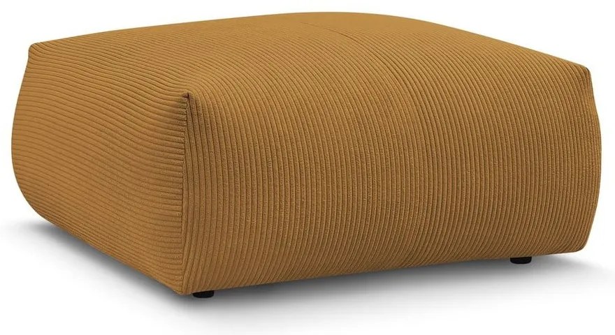 Taburet galben cu tapițerie din catifea reiată Voltaire – Bobochic Paris