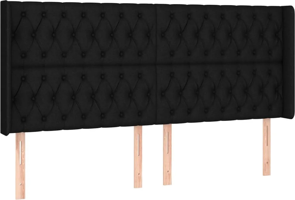 vidaXL Tăblie de pat cu aripioare, negru, 203x16x118/128 cm, textil