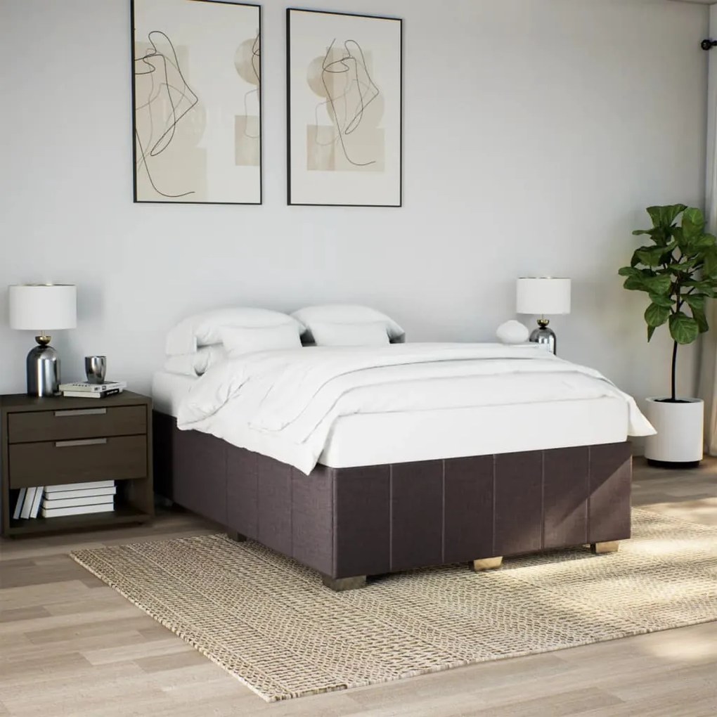 vidaXL Cadru de pat fără saltea, maro închis, 160x200 cm, textil