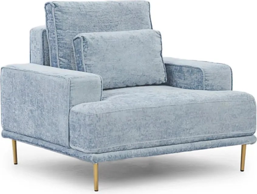Fotoliu relaxare Livani pentru living - chenille albastru Miu 2051 / picioare aurii