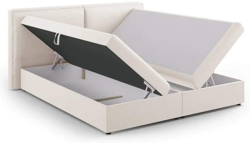 Pat boxspring crem cu spațiu de depozitare 140x200 cm Arendal – Cosmopolitan Design