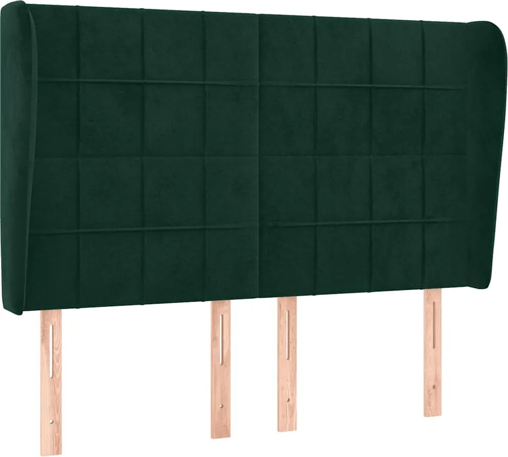vidaXL Tăblie pat cu aripioare verde închis 147x23x118/128 cm catifea