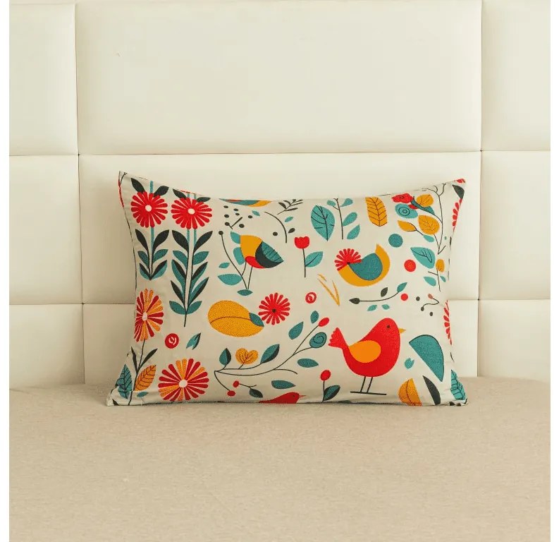 Husa decorativa pentru perna RETRO PASARE 50x70 cm, colorat