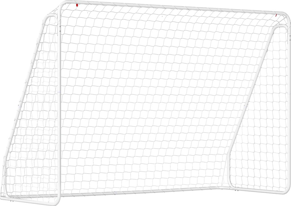 HOMCOM Poartă de Fotbal pentru Grădină și Parc cu 6 Pari în formă de U, din PE și Metal Eposidic, 301x120x200 cm, Alb | Aosom Romania