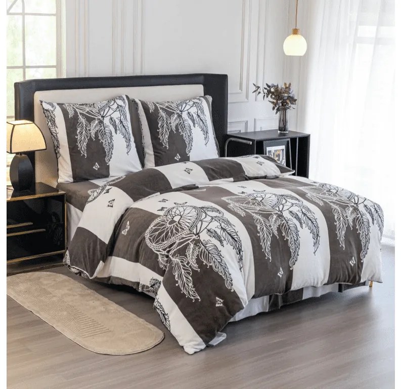 Lenjerie de pat din microfibra TIRSO gri-alb Dimensiune lenjerie de pat: 2 buc 70 x 90 cm | 200 x 220 cm