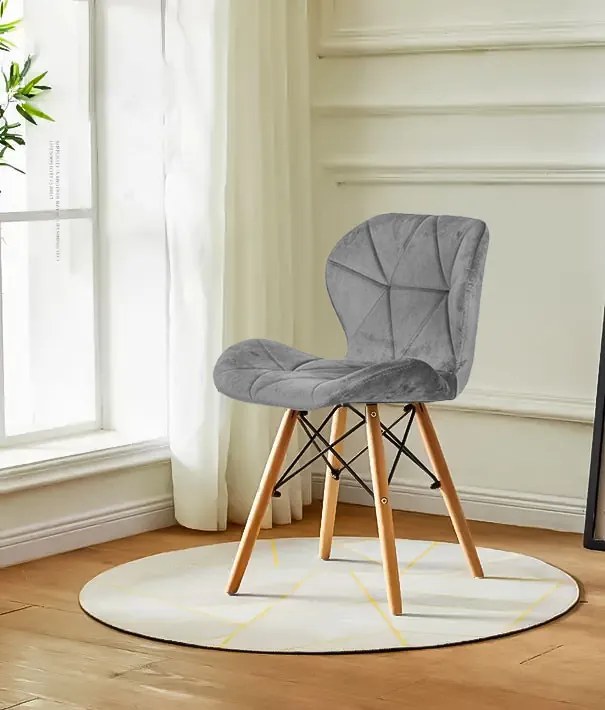 Set de 4 scaune din catifea gri