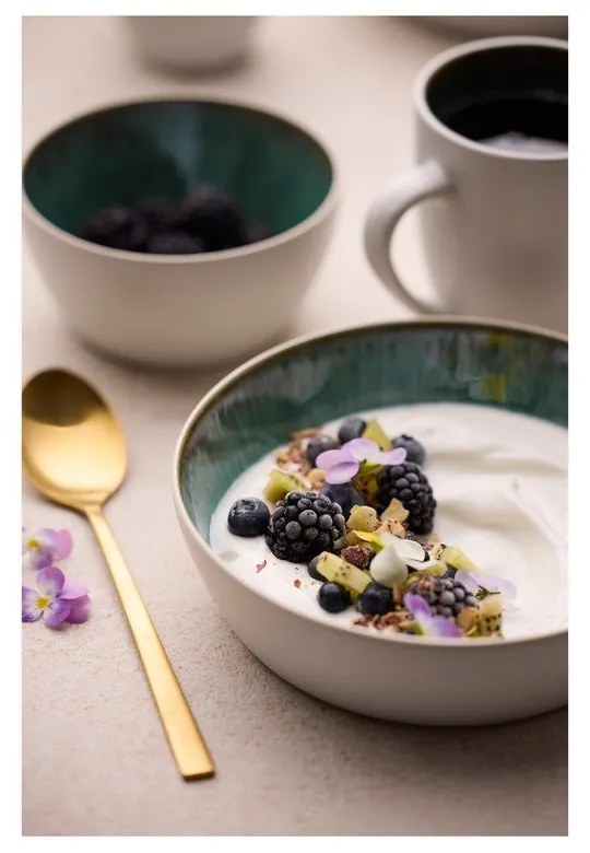 Bol alb/verde din gresie 400 ml Gastro White/Green – Bitz