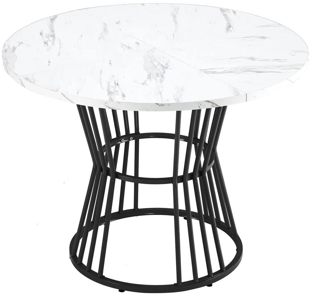 Masă rotundă modernă pentru dining, Alb+Negru | Aosom Romania