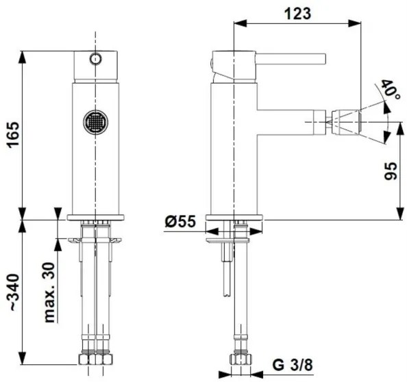 Baterie de bideu + ventil cu preaplin KFA Armatura 5037-015-31 MOZA auriu