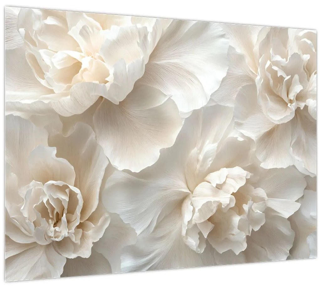 Tablou pe sticlă - Bujori Delicați (70x50 cm)