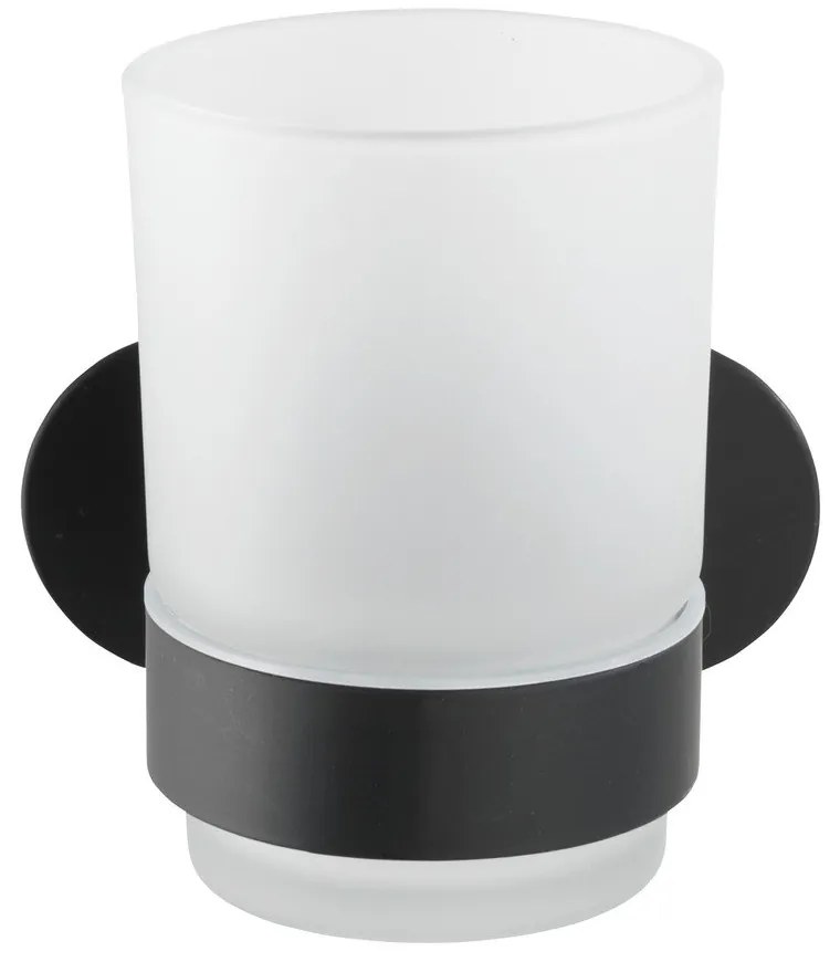 Pahar din sticlă mată pentru periuțe de dinți Orea Black - Wenko