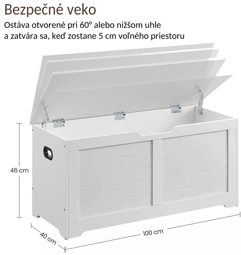 Vasagle Ladă pentru șezut TANJA, 100x40x46cm, albă