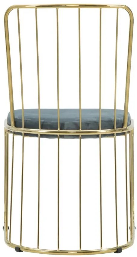 Set 2 scaune dining aurii din metal si catifea, 56 x 47 x 82 cm, Cage Mauro Ferreti