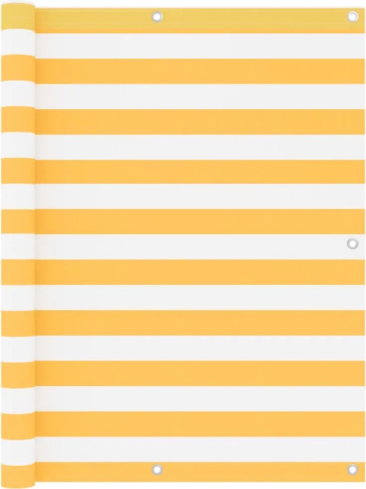 vidaXL Paravan de balcon, alb și galben, 120 x 600 cm, țesătură oxford