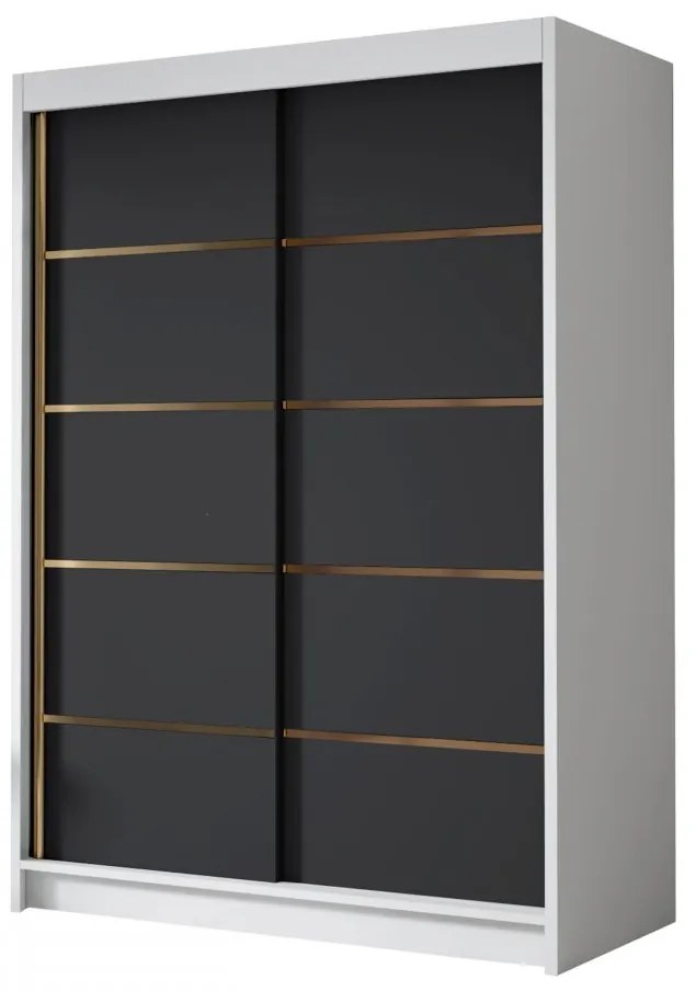 Dulap de haine cu uși culisante Varentona IV 120 (Alb + Negru + auriu) . Promo -17%. 1105760