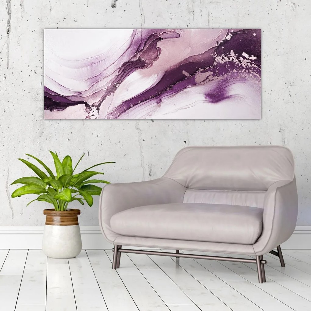 Tablou - Artă fluidă violet (120x50 cm)