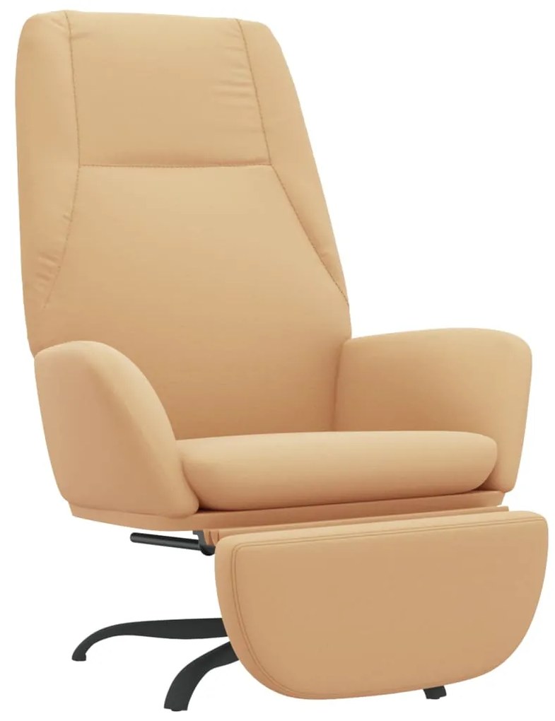 3097870 vidaXL Scaun de relaxare cu taburet, crem, microfibră