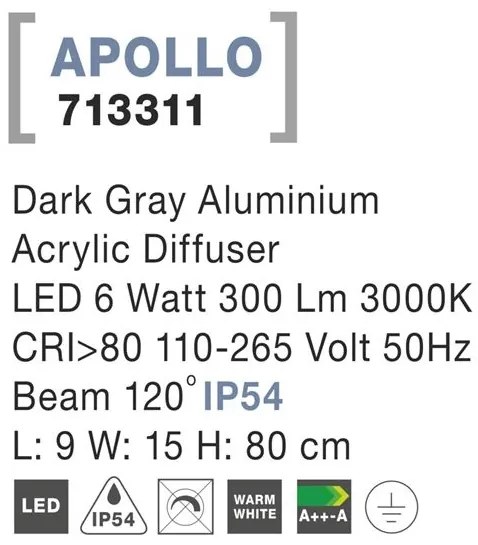 Stalp LED iluminat ambiental de exterior IP54 APOLLO NVL-713311