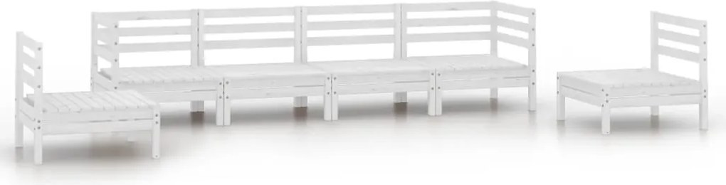 vidaXL Set mobilier de grădină, 6 piese, alb, lemn masiv de pin