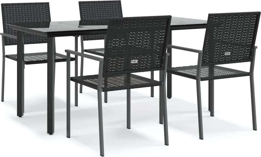 vidaXL Set mobilier de grădină, 5 piese, poliratan și oțel