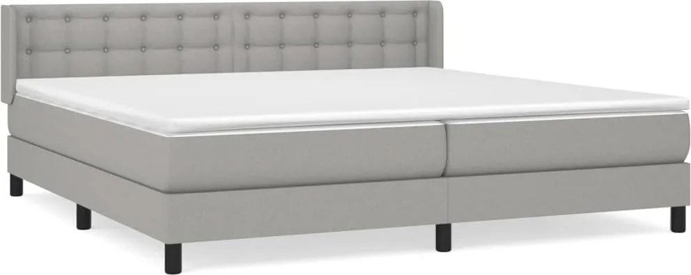 vidaXL Pat box spring cu saltea, gri deschis, 200x200 cm, textil