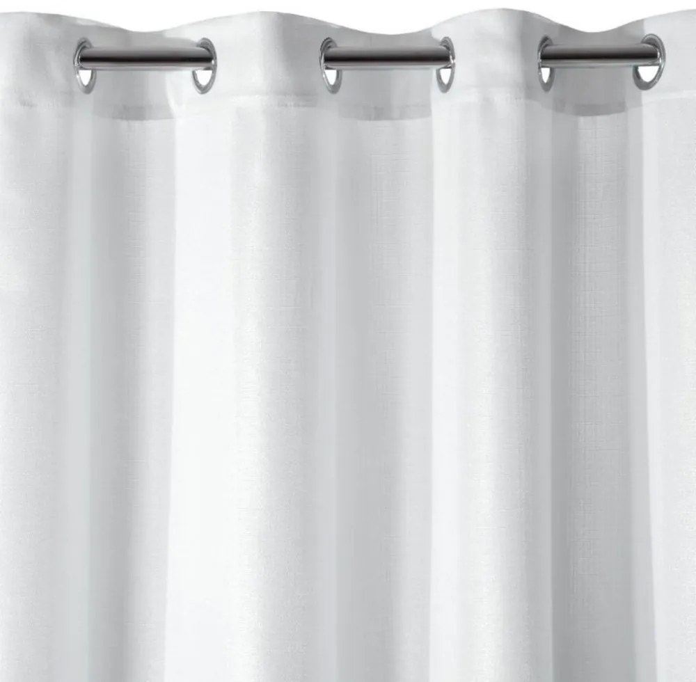 Draperie alb lucioasă cu agățare pe inele 140 x 250 cm Lungime: 250 cm