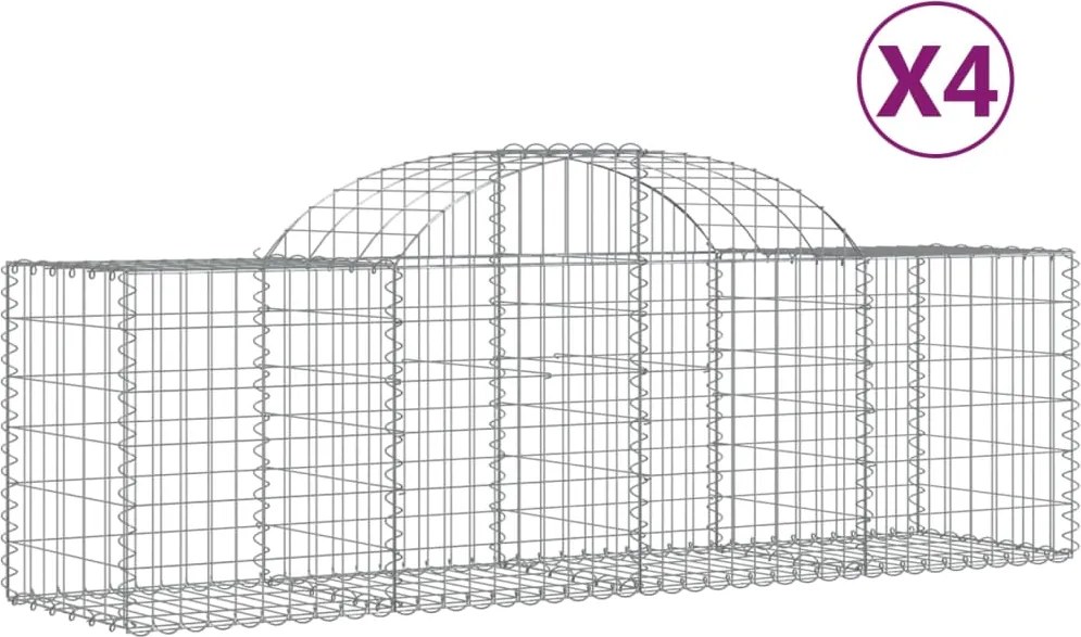 vidaXL Coșuri gabion arcuite 4 buc, 200x50x60/80 cm, fier galvanizat