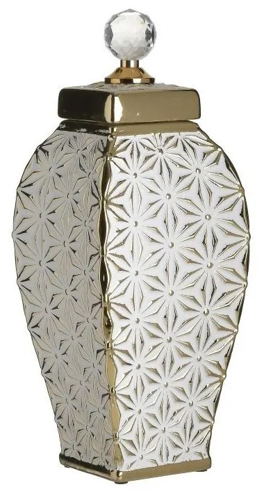 Vaza din ceramica White Golden cu capac 14 x 39 cm