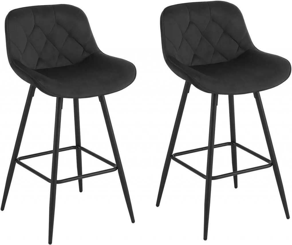 SCB202 - Set 2x Scaune Bar Negre / Gri - Catifea