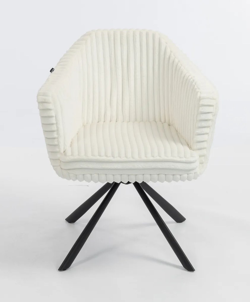 HR832 BAZĂ STEA Scaun Alb Teddy Cord cu Bază Neagră